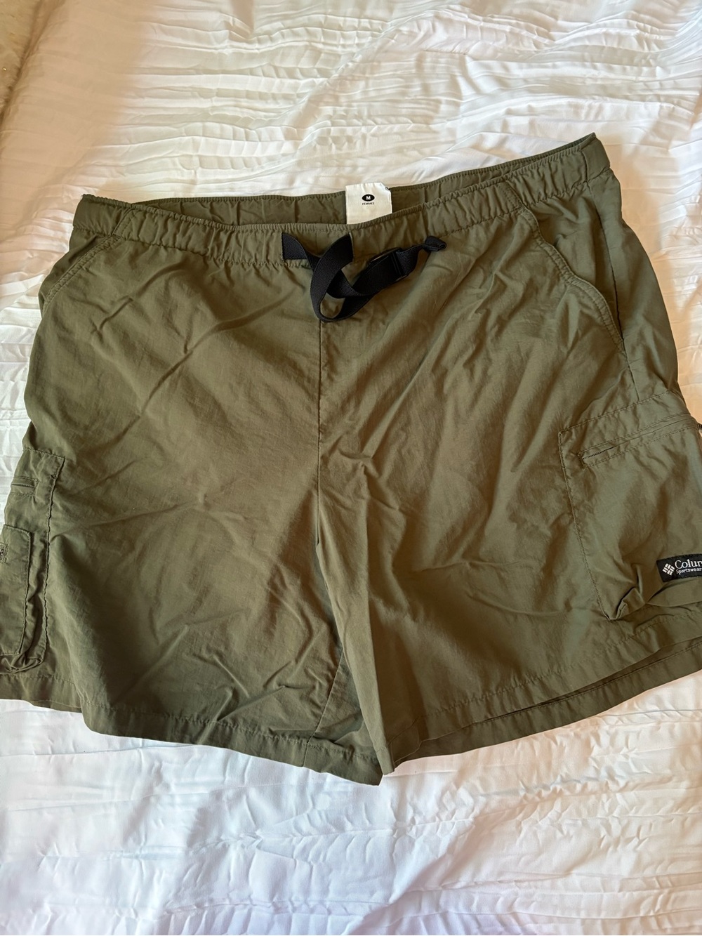 Columbia Olive Cargo Shorts with Black Drawcord
